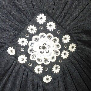 Vintage Black Maxi Dress Embellished Waist Sleeveless Size 16 USA Back Zipper